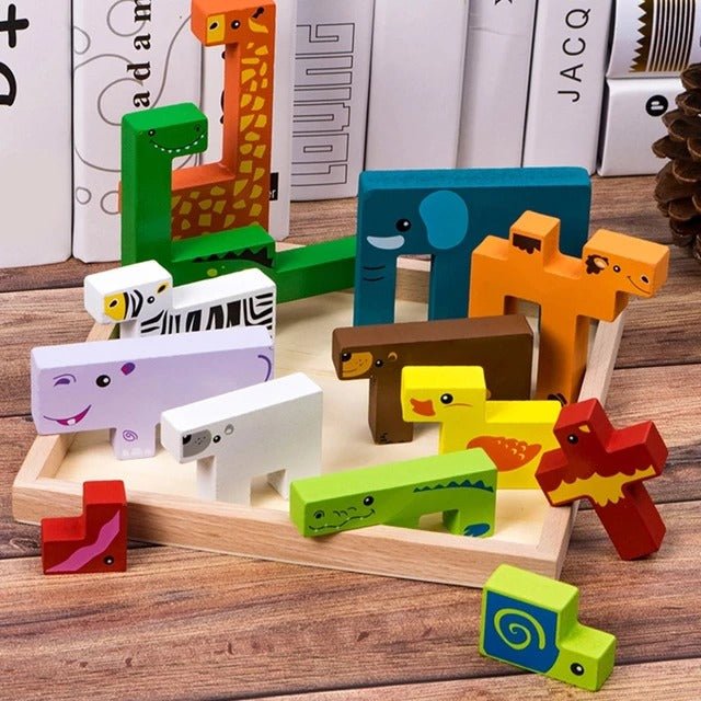 Wooden Animal Creative Challenge Puzzle Board - 298 - Default Title - Odeez | Educational Toys Pakistan