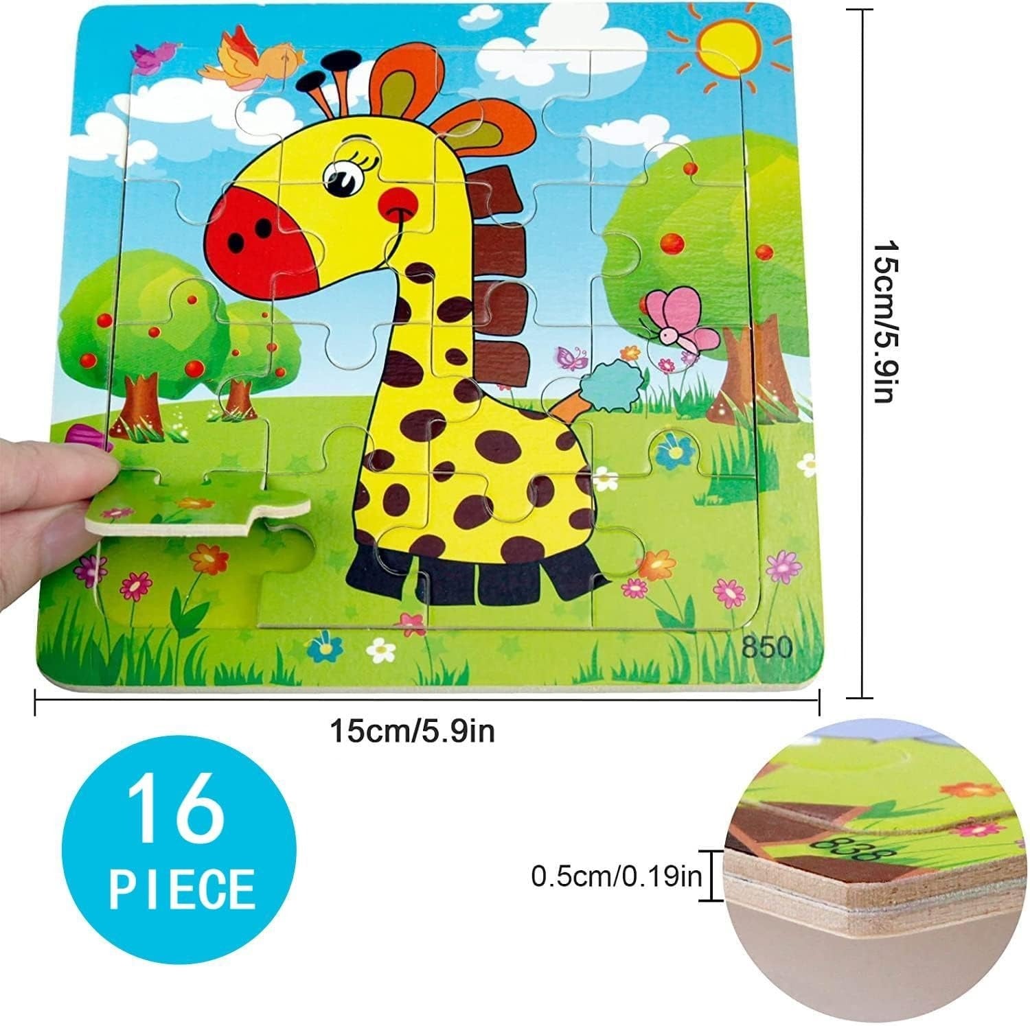 Wooden Jigsaw Pattern Puzzle with Guide - 16 Pieces - Default Title - Odeez | Educational Toys Pakistan