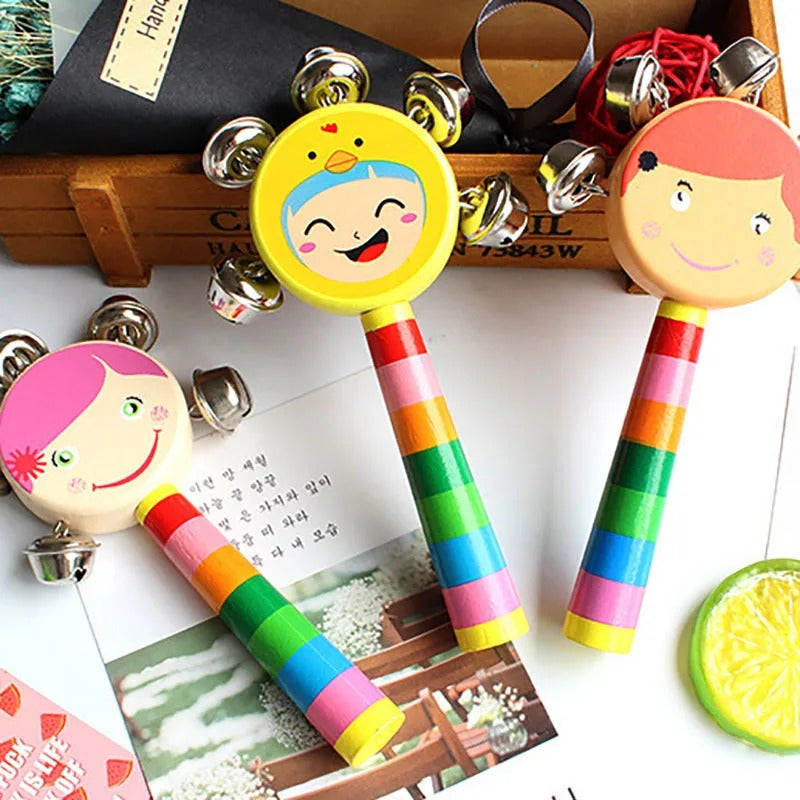 Hand Bell Stick Wooden Baby Rattle - 334 - Default Title - Odeez | Educational Toys Pakistan