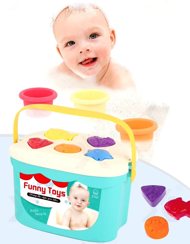 2in1 Silicon Shape Sort and Stacking Bath Toy - 933 - Default Title - Odeez | Educational Toys Pakistan