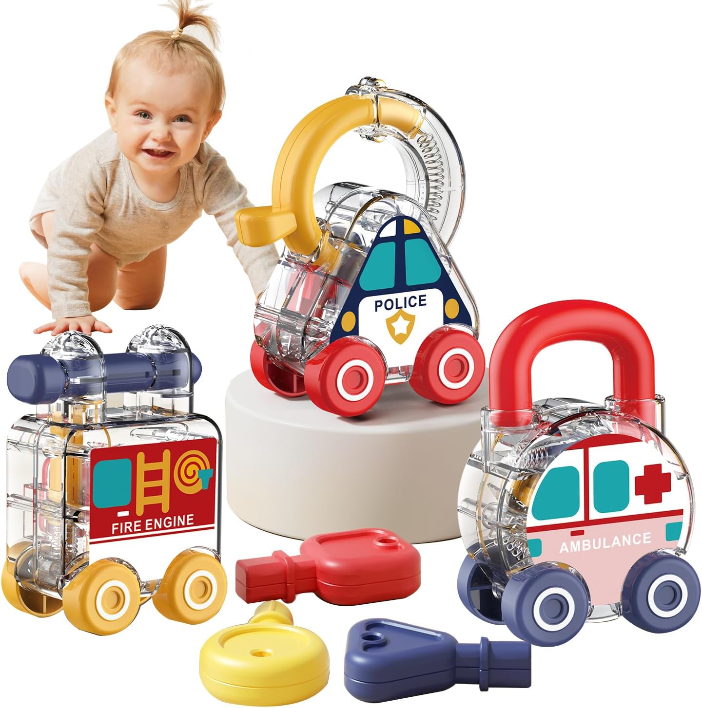 Transparent Transport and Shape Recognition Lock and Key 3 pieces - 03B - Default Title - Odeez | Educational Toys Pakistan
