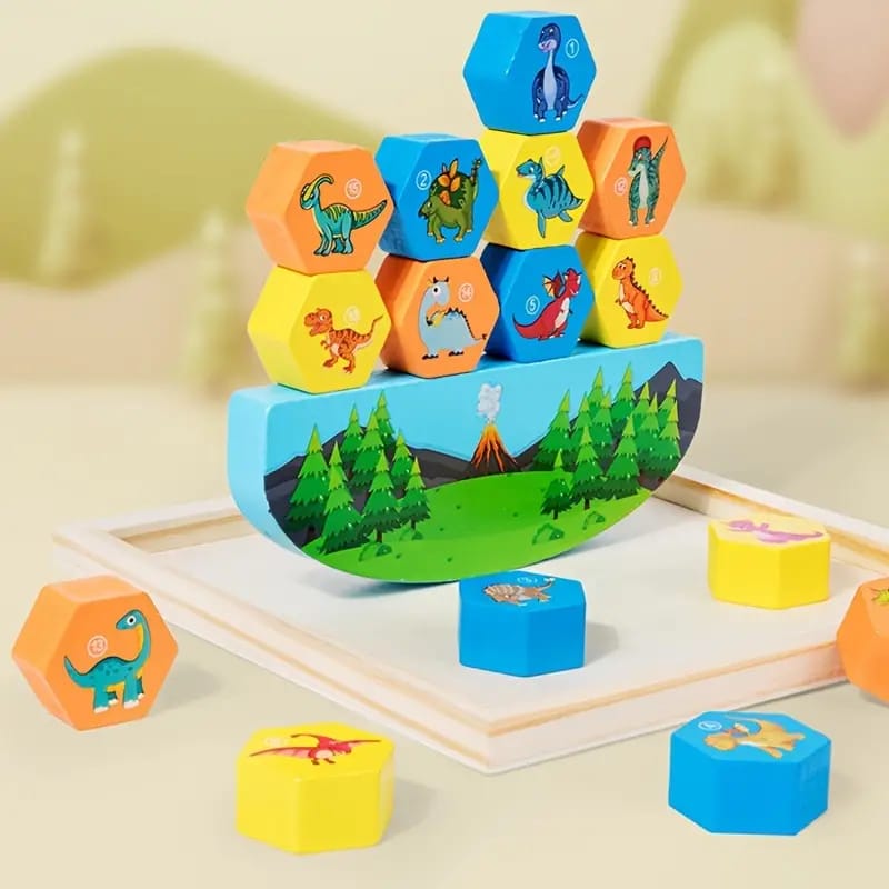 Wooden Dinosaur Stack Balancing Blocks - 68V - Default Title - Odeez | Educational Toys Pakistan