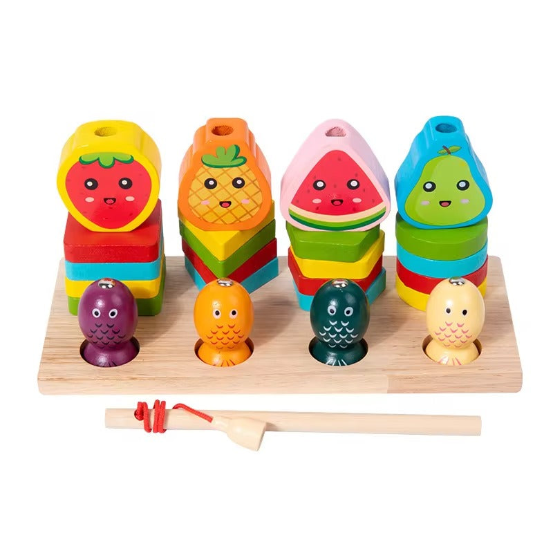 3in1 Multifunctional Shape Lacing Fruits and Fish Catch Activity - 566 - Default Title - Odeez | Educational Toys Pakistan