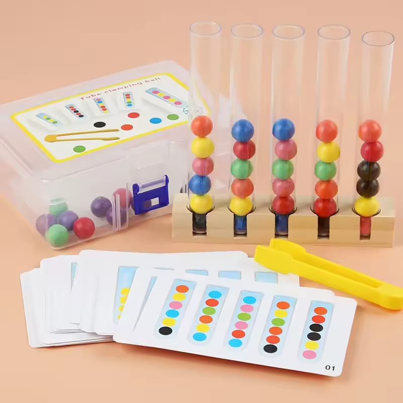 Colorful Clip Beads Test Tube with 48 Pattern Challenge - Default Title - Odeez | Educational Toys Pakistan