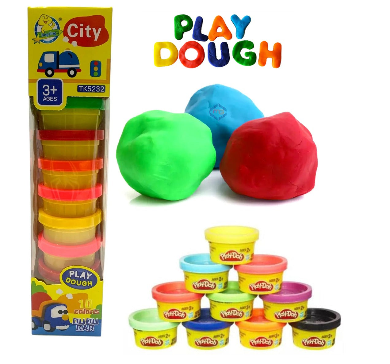 City Play Dough Dudu Car Clay Set 10 Mini Jars Small - 232
