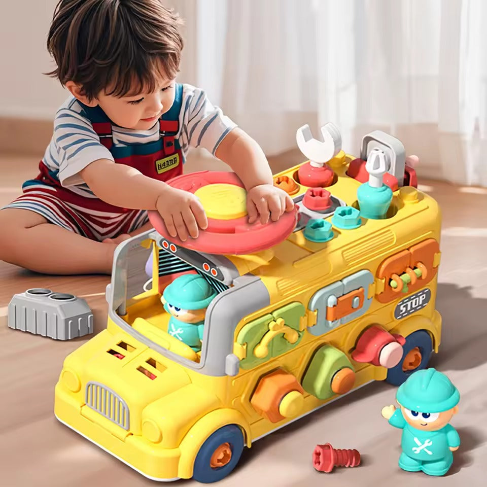 Multiple Busy Activity School Bus Tool Pretend Play Set - 517