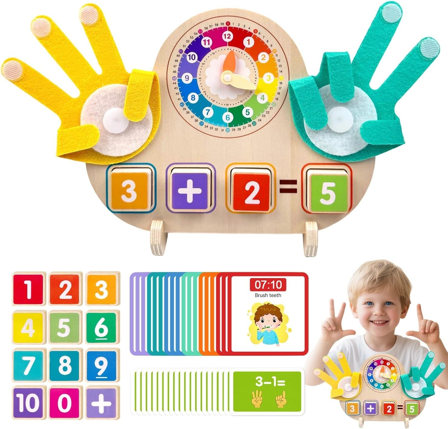 Wooden Clock and Finger Arithmetic Operation Kit - 120