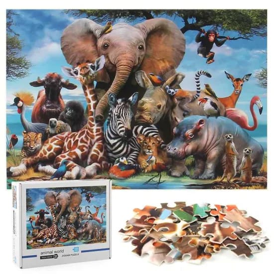 Animal World Jigsaw Puzzle 1000 Pieces - 937 - Default Title - Odeez | Educational Toys Pakistan