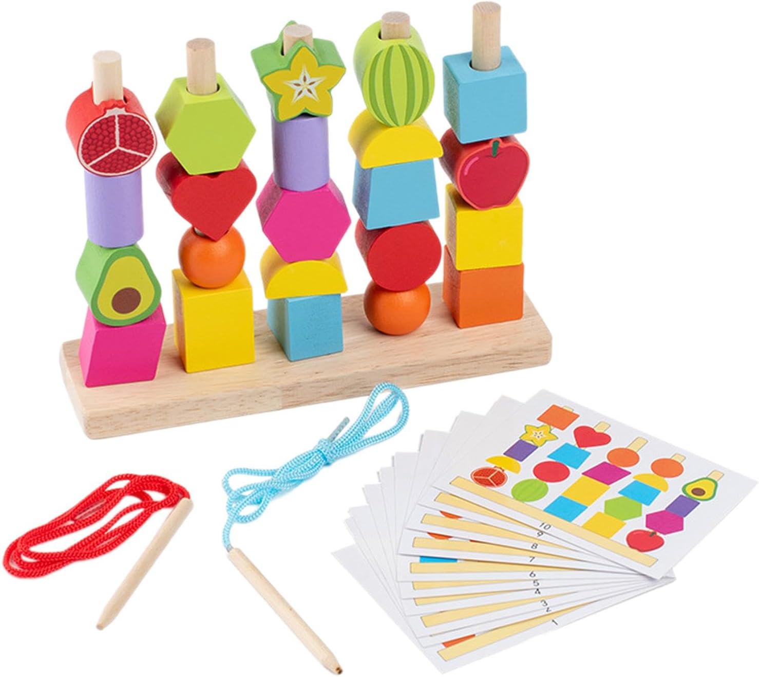 Wooden Montessori Fruits Sequence with Lacing Pattern - 002 - Default Title - Odeez | Educational Toys Pakistan