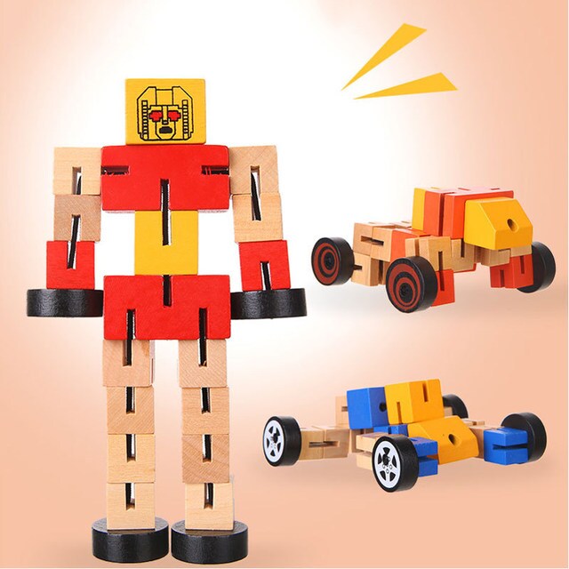 DIY Wooden Robot Transformation Twisting Blocks - 715 - Default Title - Odeez | Educational Toys Pakistan