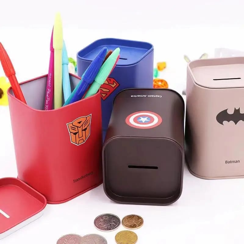 Metal Safe Money Box with Superhero Design For Kids - 99A - Default Title - Odeez | Educational Toys Pakistan