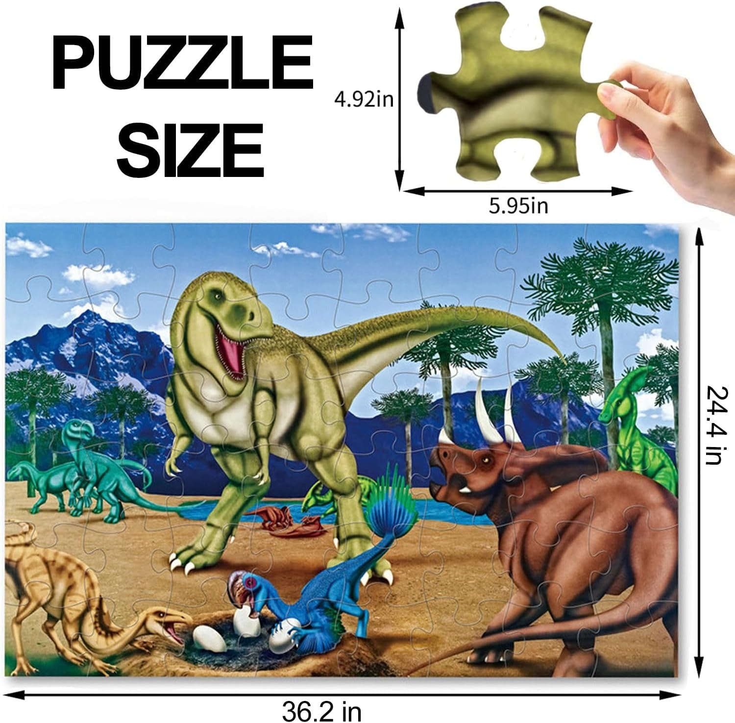 Dinosaur Jumbo Floor Puzzle 48 pieces - 098 - Default Title - Odeez | Educational Toys Pakistan