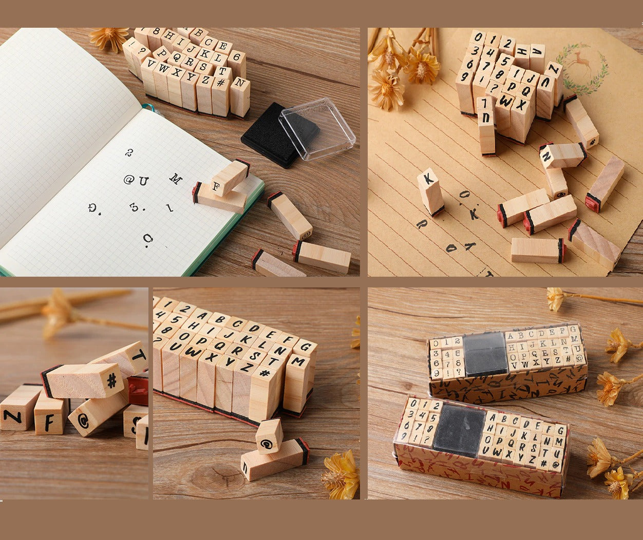 Number & Letters Wooden Stamp with Inkpad Set - 40 Pieces - Default Title - Odeez | Educational Toys Pakistan