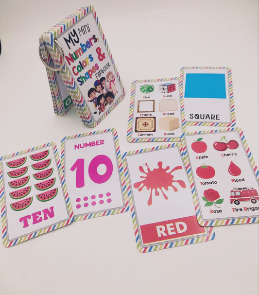 My Mini Numbers, Colors & Shapes Learning Flipbook - 27pcs - Default Title - Odeez | Educational Toys Pakistan
