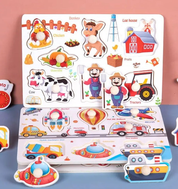 Wooden Small Farm Knob Board - 844 - Default Title - Odeez | Educational Toys Pakistan