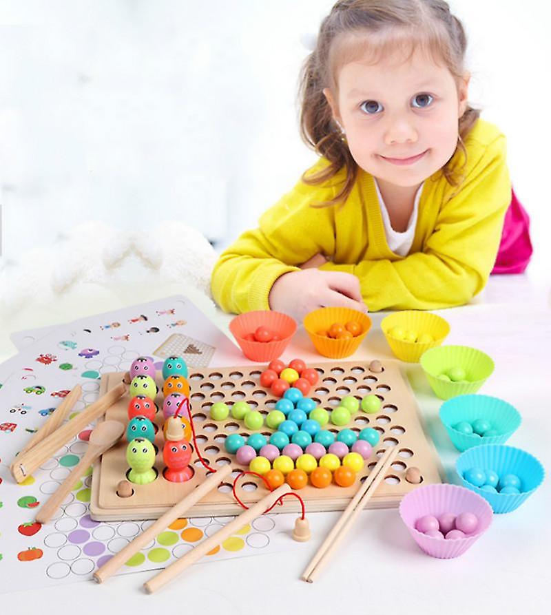 3 in 1 Wooden Magnetic Fishing with Colorful Bead Holder Set - Default Title - Odeez | Educational Toys Pakistan