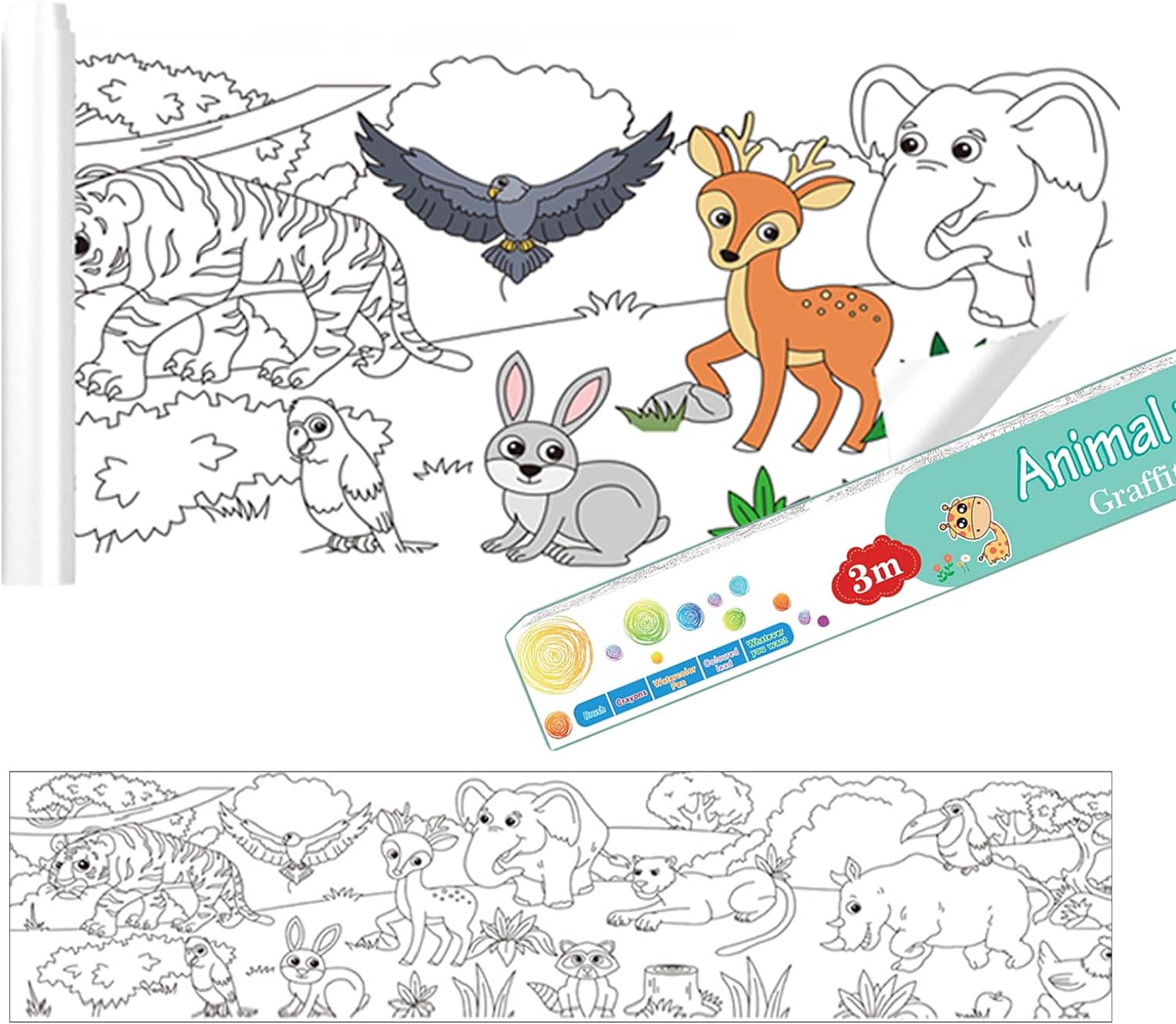 Sticky Children's Drawing Roll Coloring Paper Random Design - 3M - Default Title - Odeez | Educational Toys Pakistan