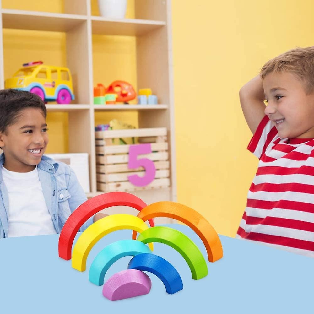 Wooden Small Rainbow Stacking Blocks - 7 Pieces - 941 - Default Title - Odeez | Educational Toys Pakistan