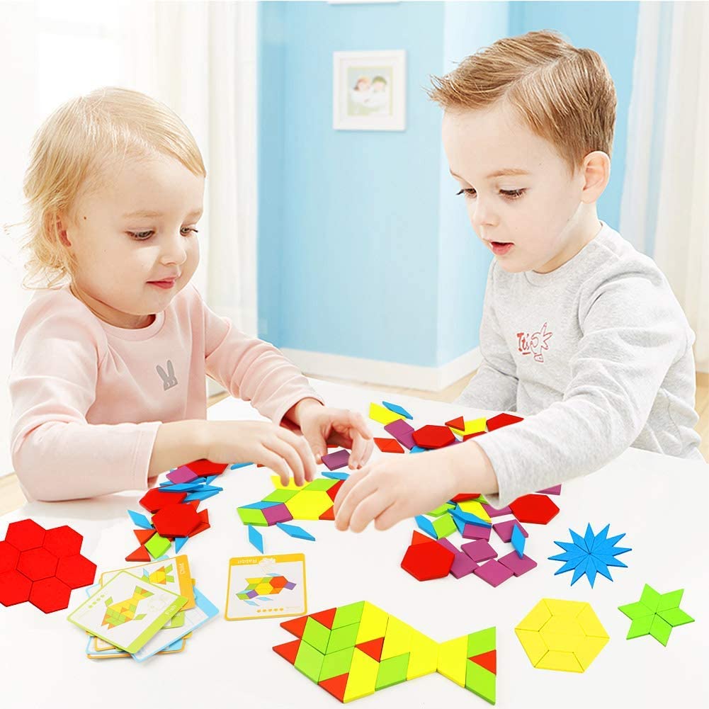 Wooden Pattern Puzzle Blocks - 125 Pieces - Default Title - Odeez | Educational Toys Pakistan