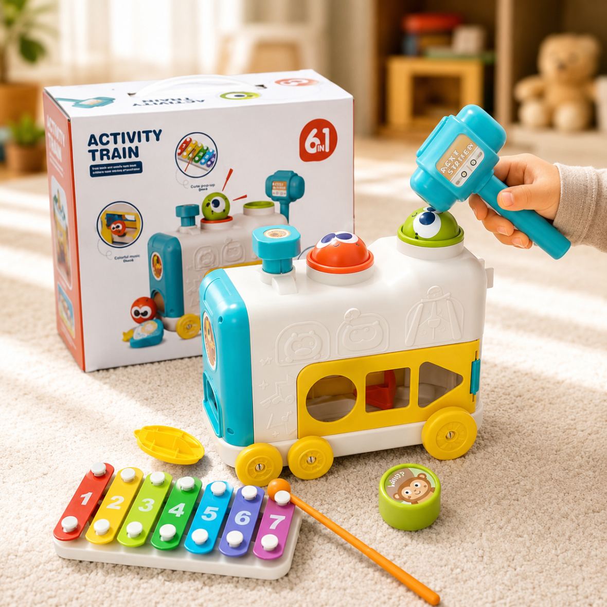 6in1 Activity Train Interactive Learning and Skill Development Toy