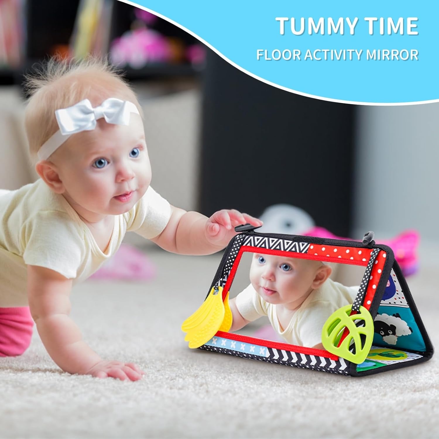 Tummy Time Floor Baby Sensory Activity Mirror - 58B - Default Title - Odeez | Educational Toys Pakistan