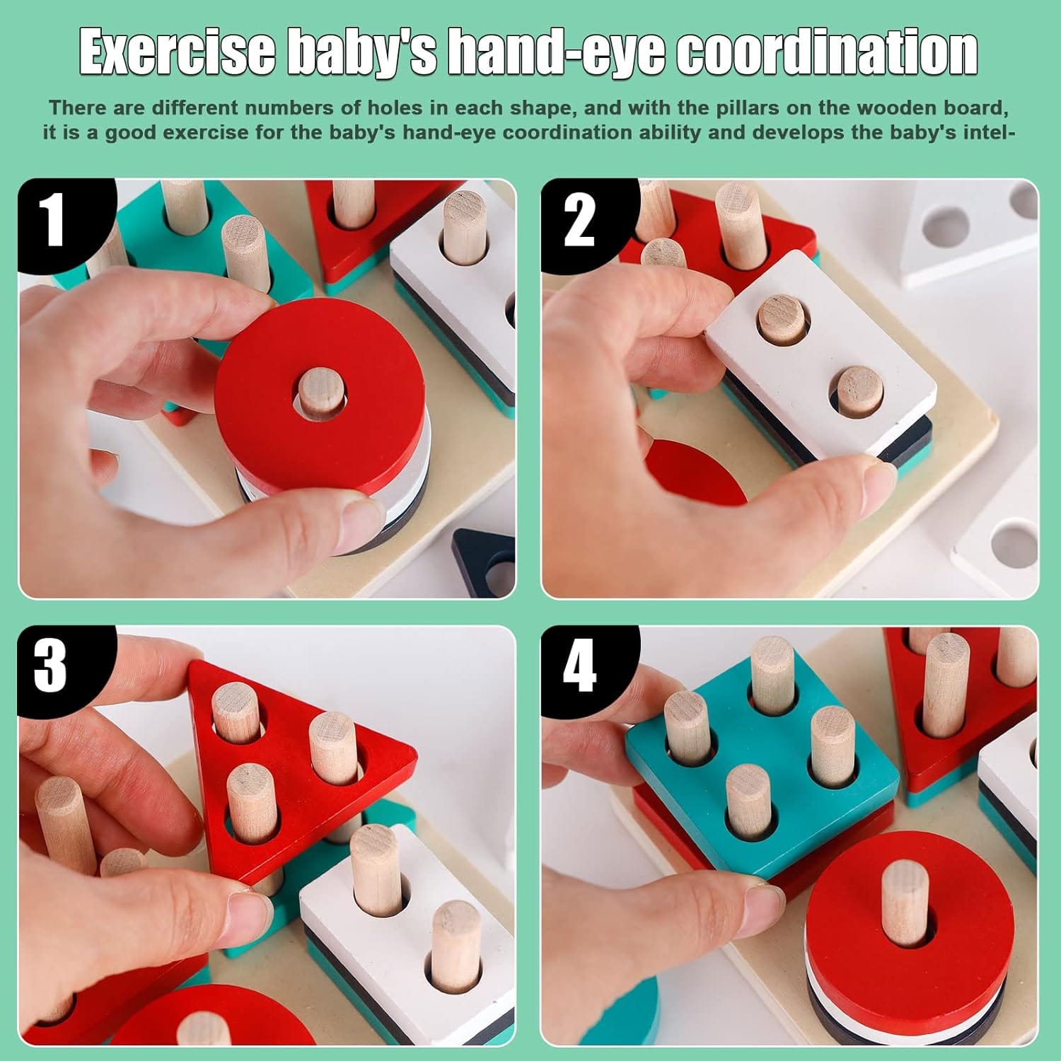 Wooden Shape Four Columns Puzzle - 952 - Default Title - Odeez | Educational Toys Pakistan