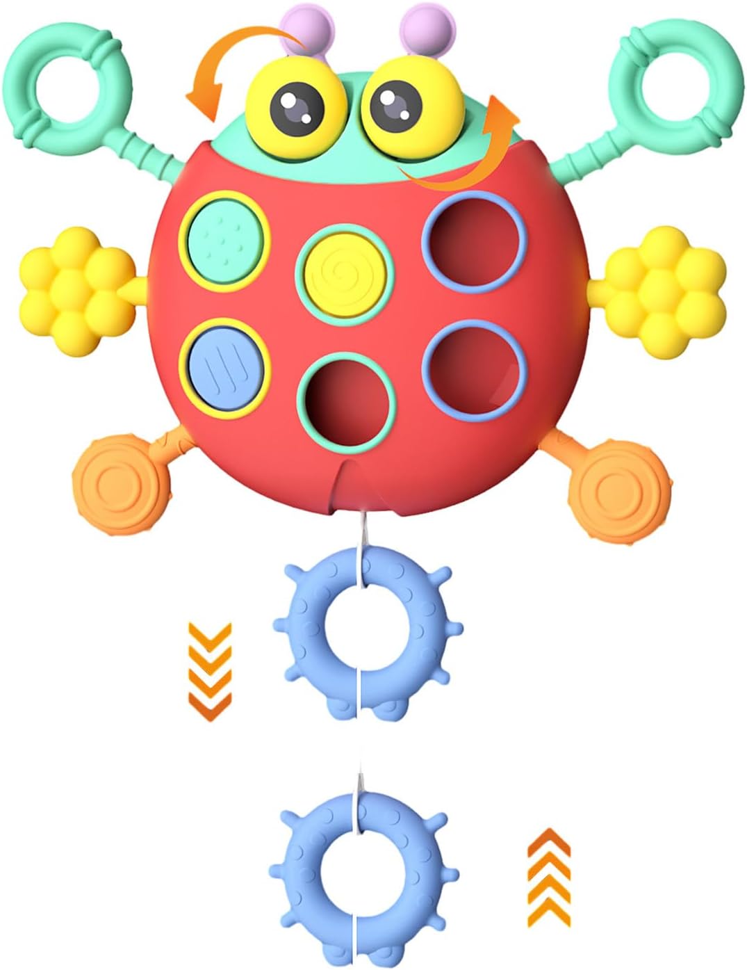 Cute Colorful Ladybug String Pull Sensory Rattle - 368 - Default Title - Odeez | Educational Toys Pakistan