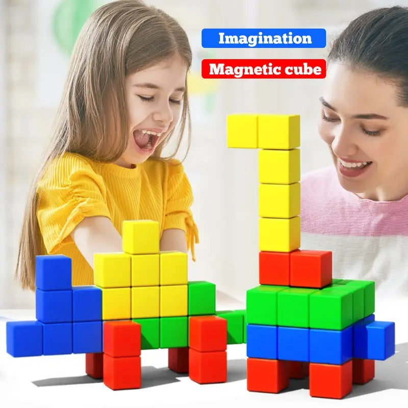 MagnaBuild Cubes – Colorful Magnetic Creative Building Blocks (32 / 64 PCS) 2.5x2.5cm cube - 610