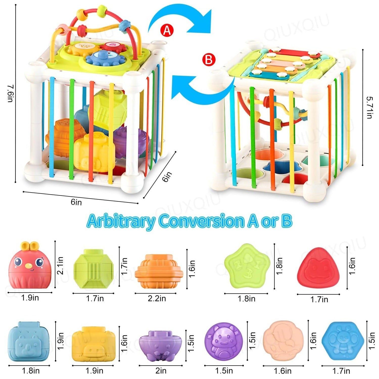6in1 Baby Sensory Shape Sorting Activity Cube - 322 - Default Title - Odeez | Educational Toys Pakistan