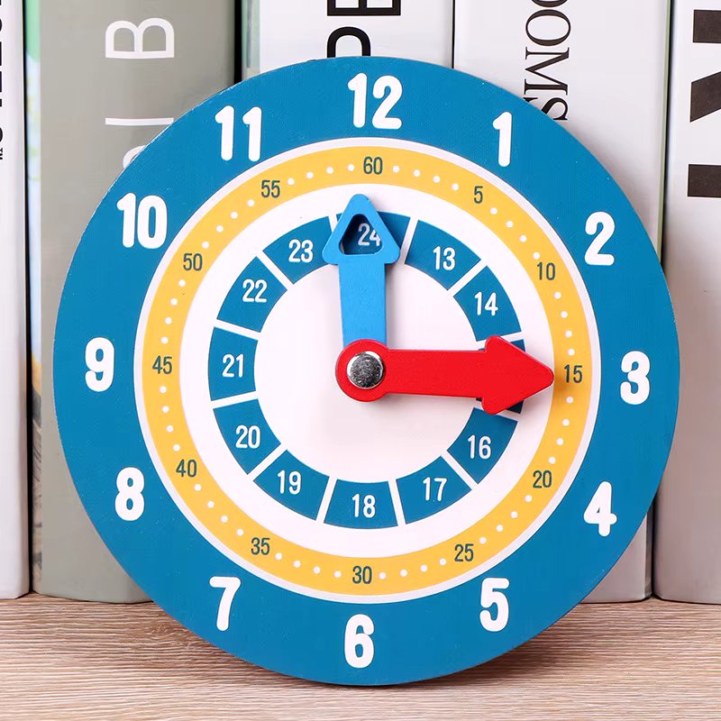 Wooden Montessori Double Sided Time Learning Math Clock - 014 - Default Title - Odeez | Educational Toys Pakistan