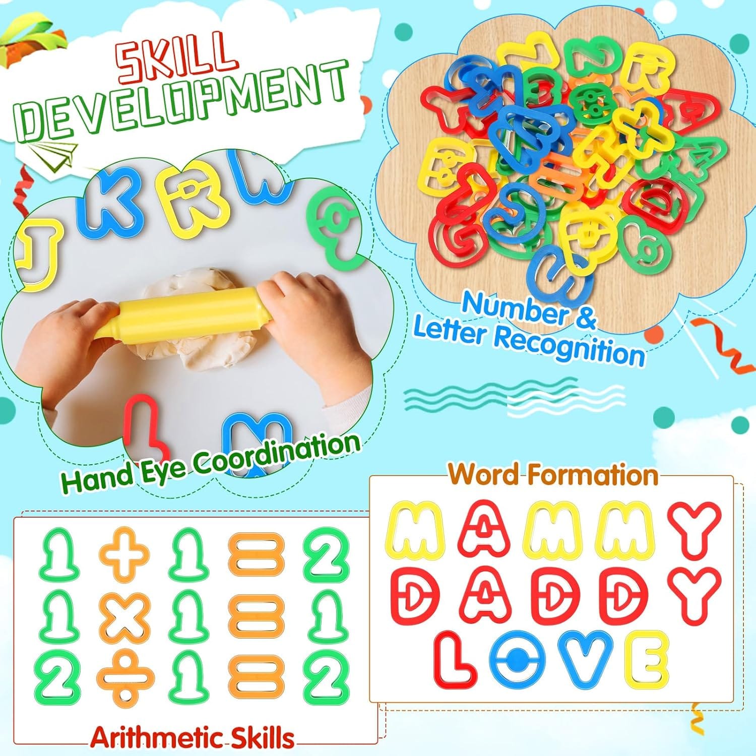 Alphabet and Numbers Funny Clay Play Dough Kit - 531 - Default Title - Odeez | Educational Toys Pakistan