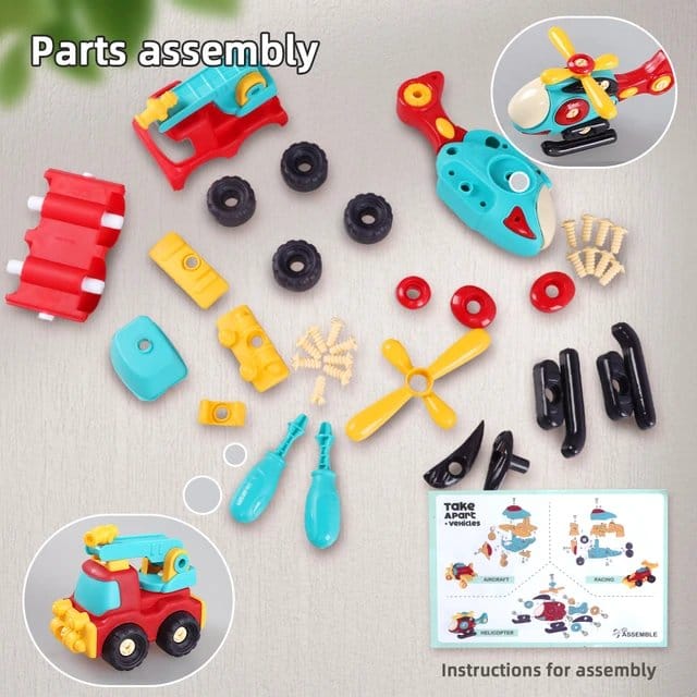 Set of 2 DIY Assemble Vehicle Playset Random Vehicle - 82G - Default Title - Odeez | Educational Toys Pakistan