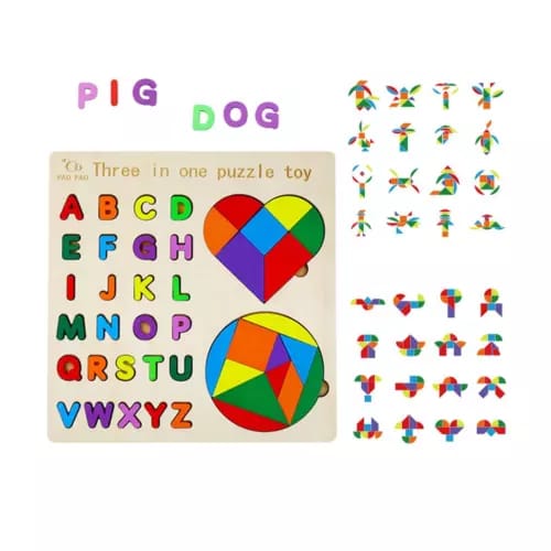 Montessori Logical Geometrical Puzzle and Alphabet Board - 501 - Default Title - Odeez | Educational Toys Pakistan