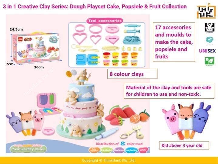 3in1 Cake and Fruits Play Dough Set - 363