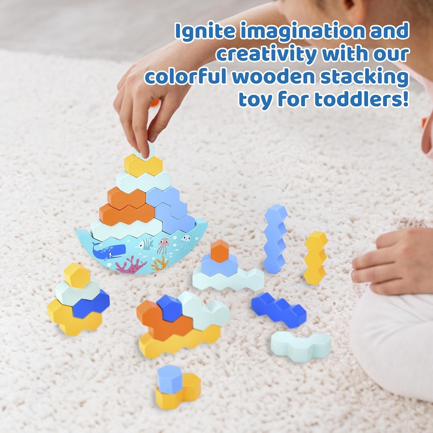 Dazmers Stacking Jenga Rainbow Wooden Blocks - 418