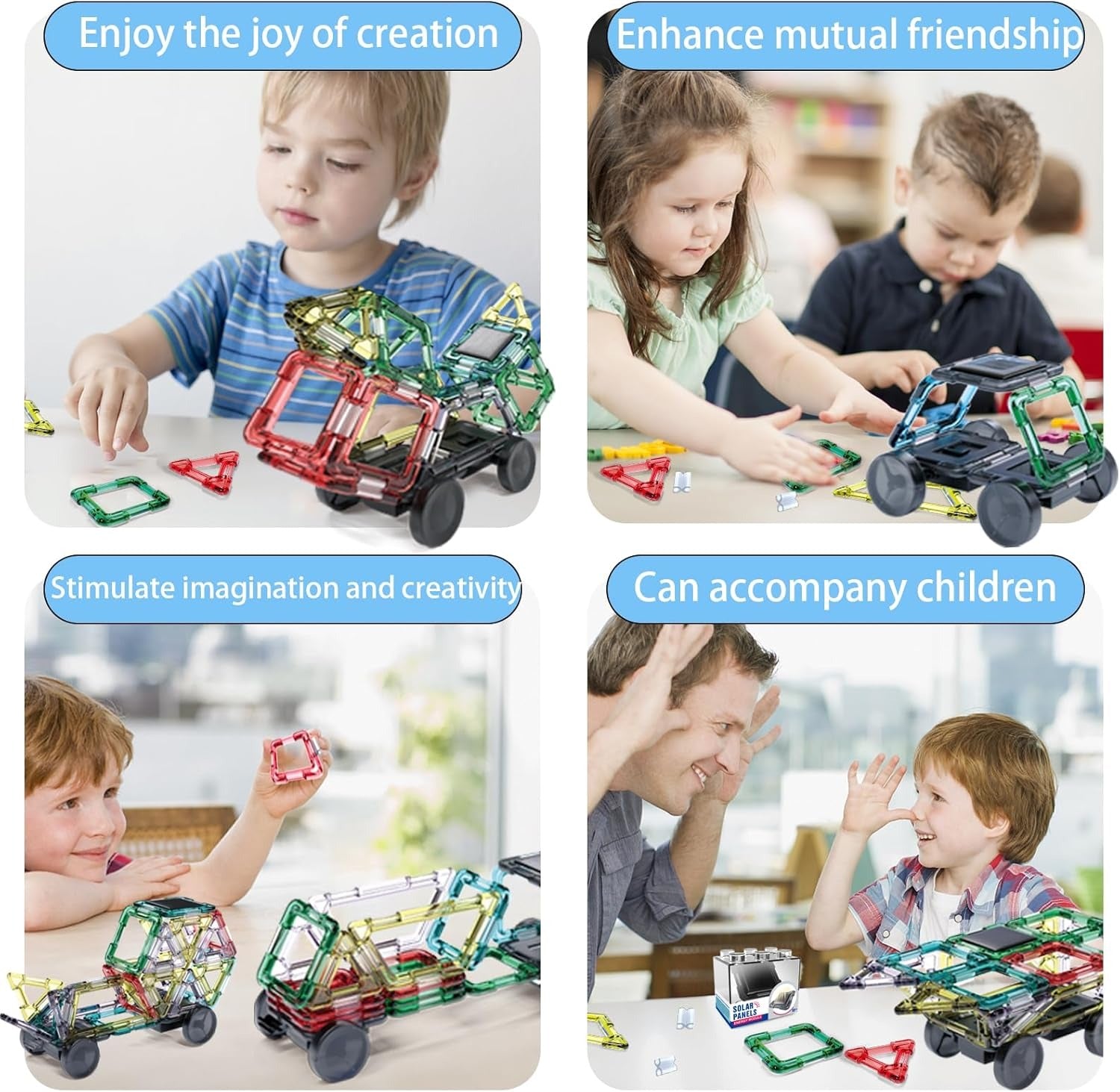 STEM Solar Car Changeable Geometry Magnetic Tiles - 62+ pieces