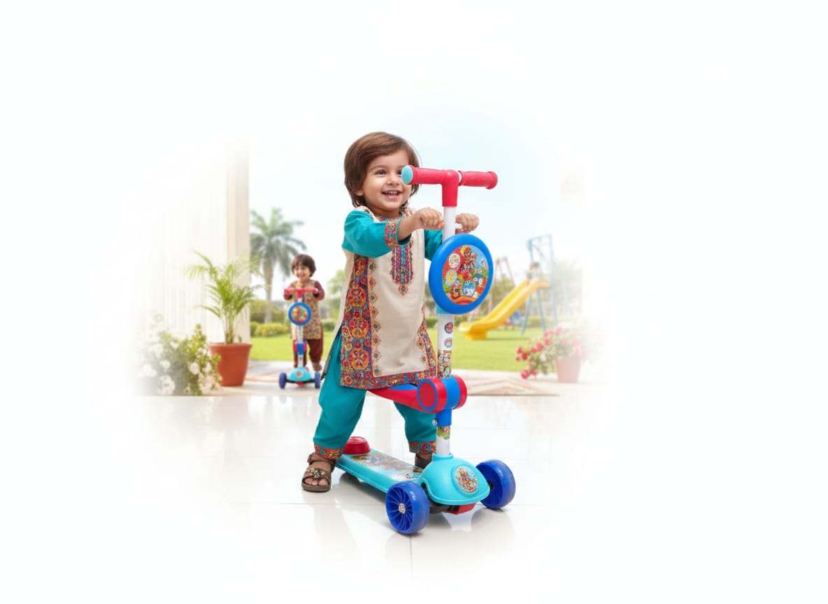 2in1 Seated Light-Up LED Wheel Adjustable Scooter for Kids - J3D