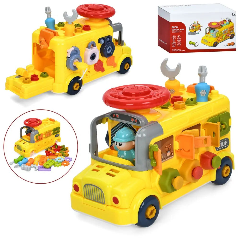 Multiple Busy Activity School Bus Tool Pretend Play Set - 517