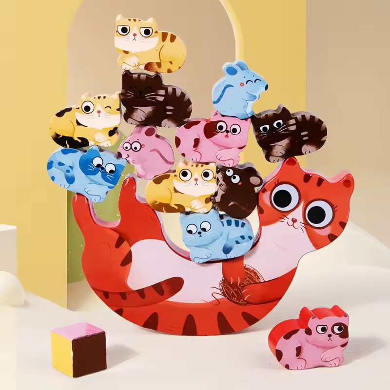 Wooden Kitten Balance 14 pieces Learning Toy - Default Title - Odeez | Educational Toys Pakistan