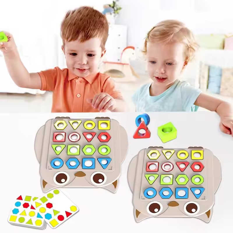 Fun Owl Pairing Shapes with Pattern Cards Two Players Challenge - 104 - Default Title - Odeez | Educational Toys Pakistan
