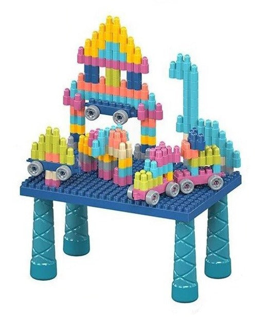 DIY Built Building Blocks Table Play Set - 140 pieces