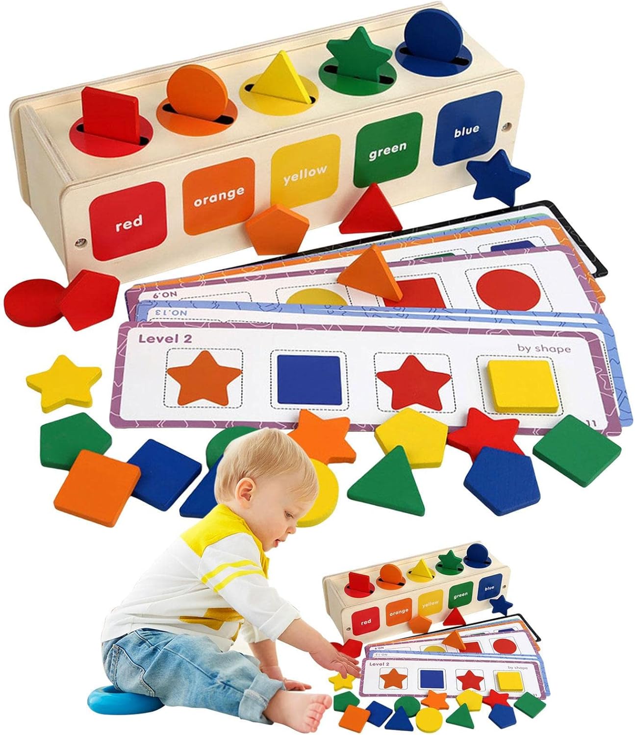 Color and Shape Wooden Montessori Early Childhood Sorting Box - 441