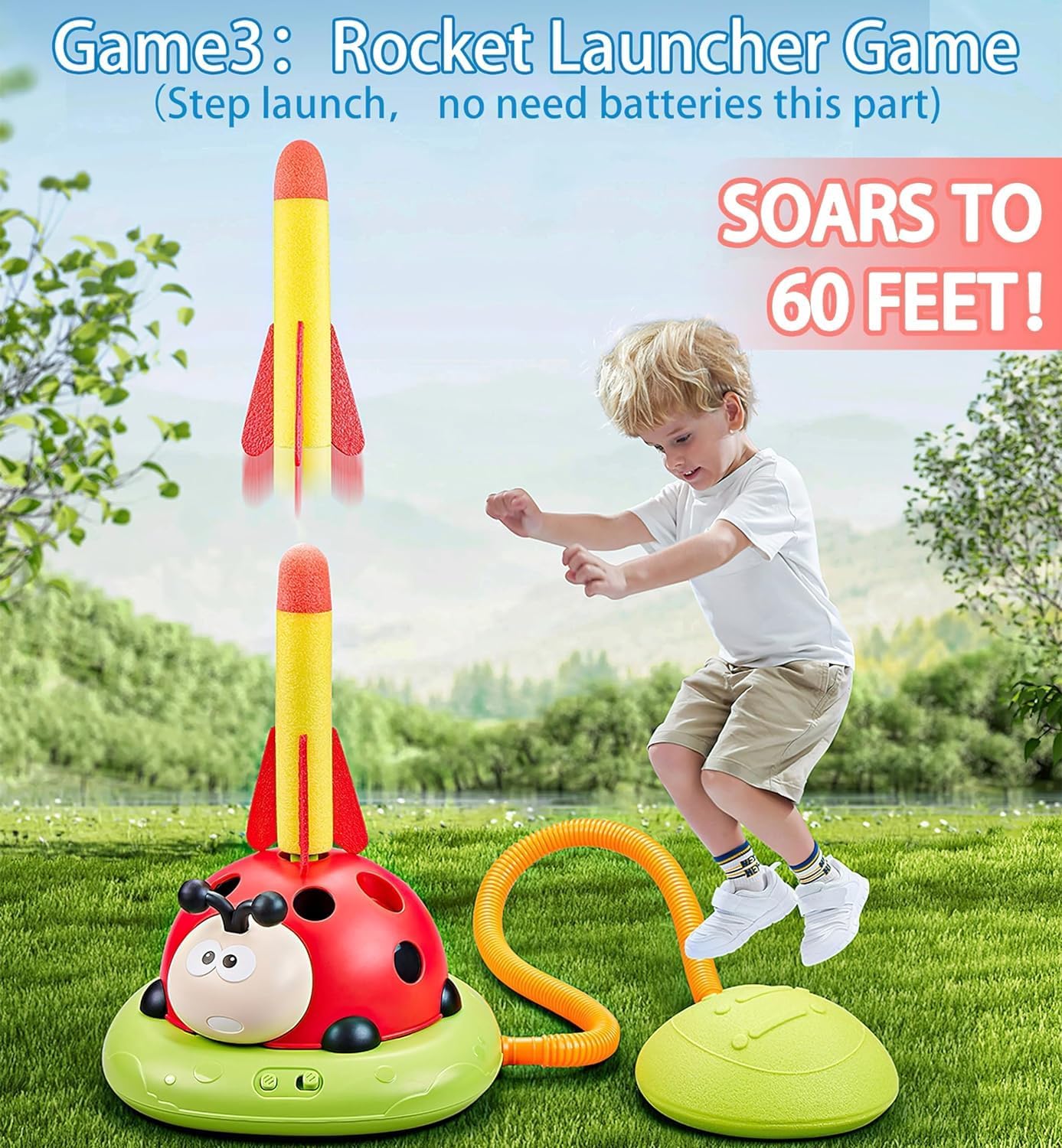 3in1 Musical Jumping Ring Toss and Rocket Launcher - 325