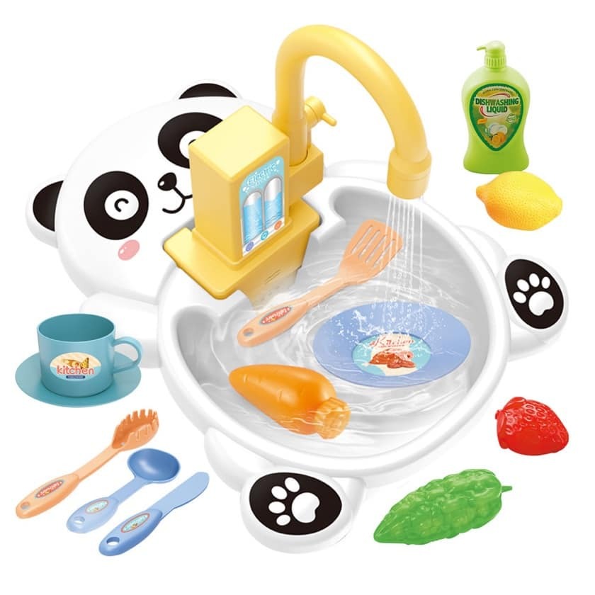 Panda Electric Kitchen Sink Circulating Water Pretend Play - 195