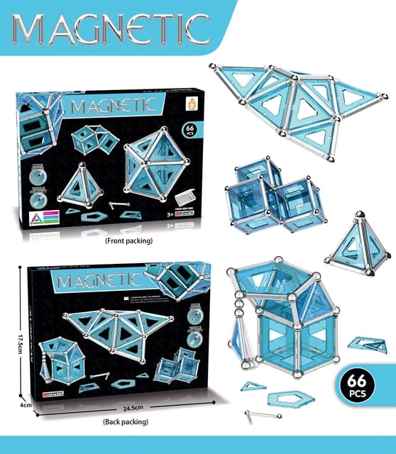 3D Crystal Magnetic Stick Puzzle Assembled Building Blocks - 66 pieces - Default Title - Odeez | Educational Toys Pakistan
