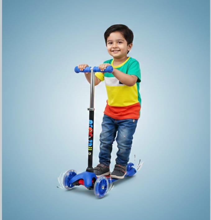 Kick Scooters with LED Light-Up Wheels Adjustable Height for Kids - 02L