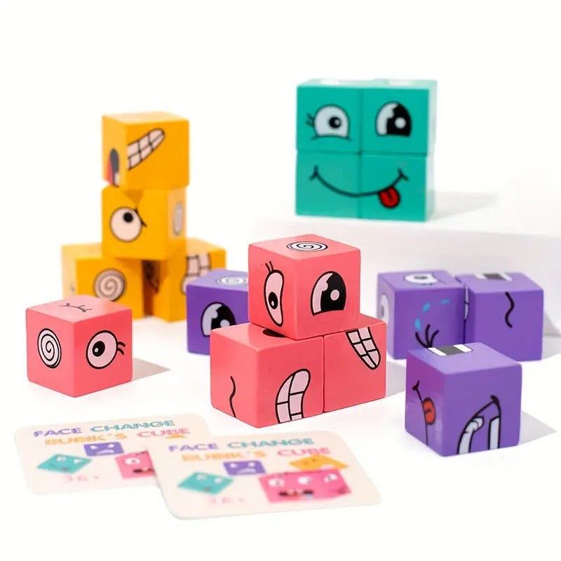 Wooden Face Changing Magic Cube Puzzle - 2 to 4 Players - Default Title - Odeez | Educational Toys Pakistan