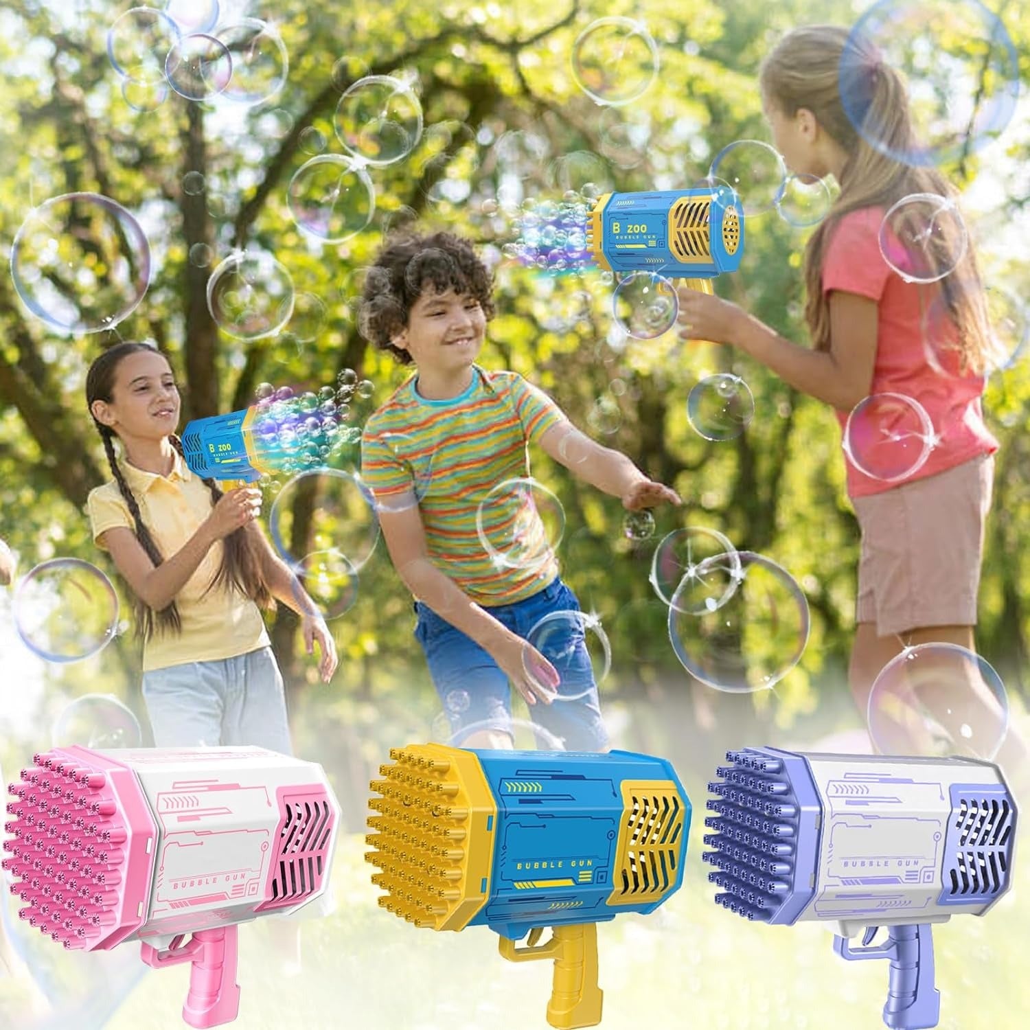 Bubble Machine Blaster Gun with Lights Battery Operated - 69 Holes - Default Title - Odeez | Educational Toys Pakistan