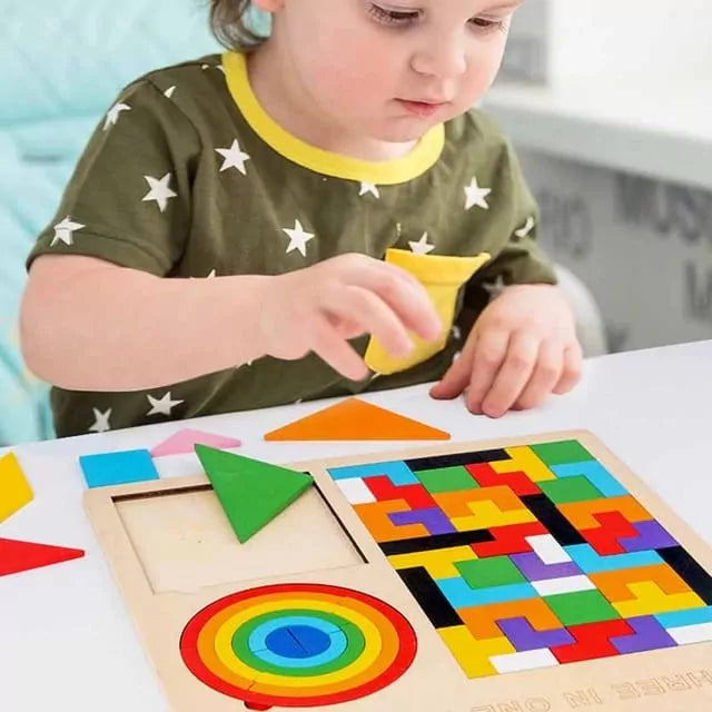 3 in 1 Tetiris, Tangram & Rainbow Pattern Board - Default Title - Odeez | Educational Toys Pakistan