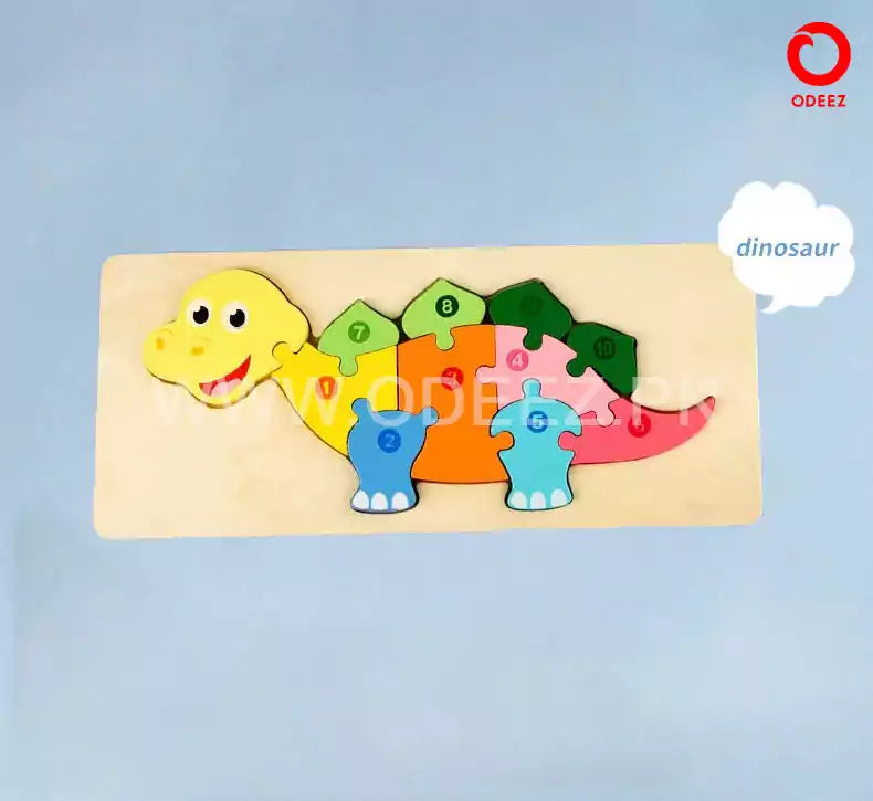 3D Wooden Animal Board - Dinosaur - Default Title - Odeez | Educational Toys Pakistan